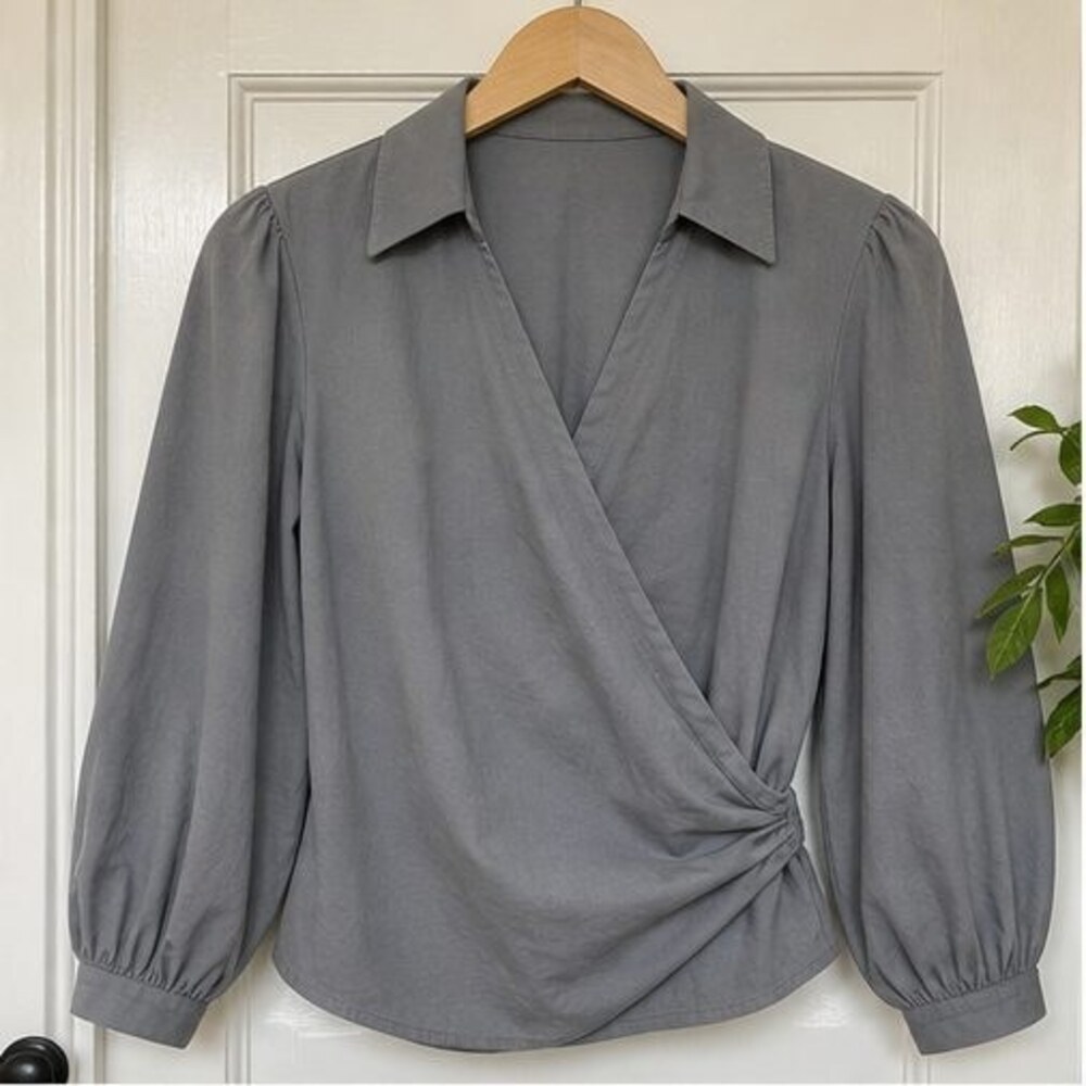 Gray Ruffle Blouse